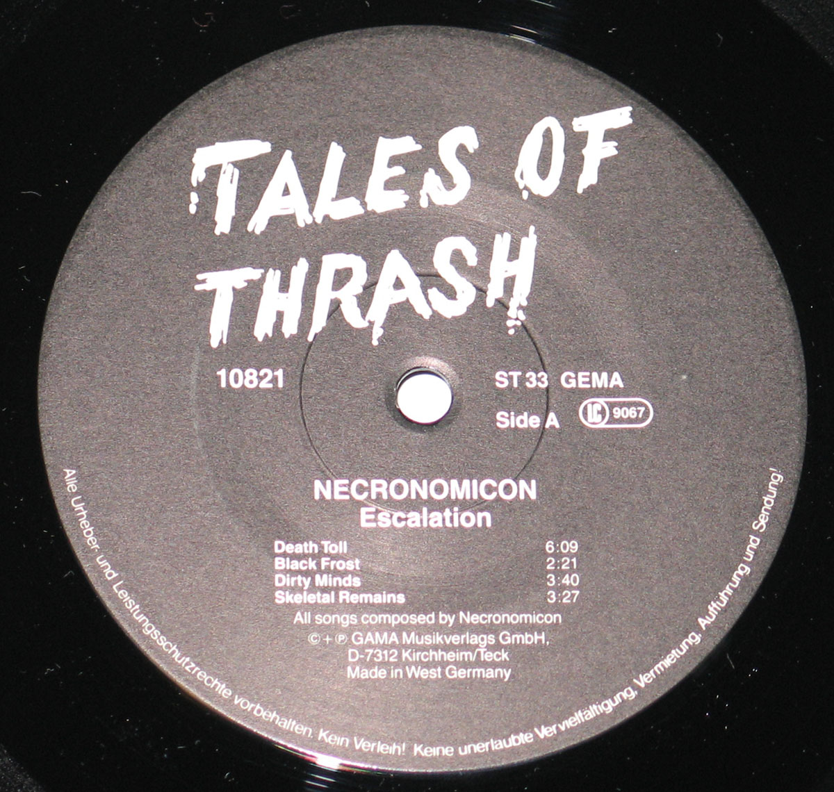Photo of Record Label of "Tales of Thrash"  